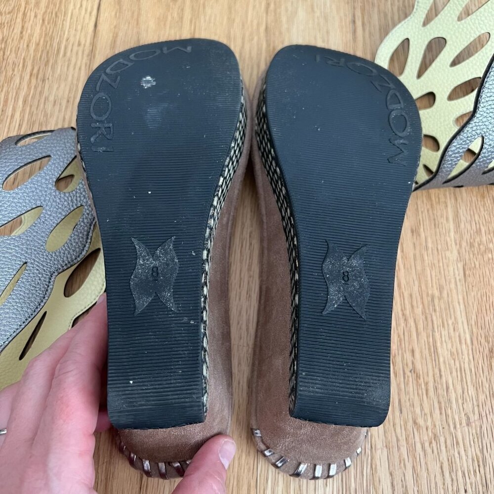Modzori Troya 3 Butter Flip To Pewter Reversible Wedge Sandals Women's SIze 8 - Picture 8 of 9